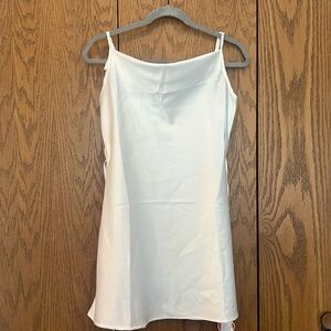 Vanilla girl core white satin cowl neck mini dress